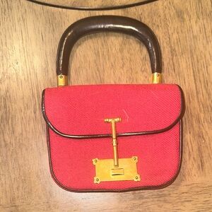 Chic Red Mini Bag with Gold Detailing